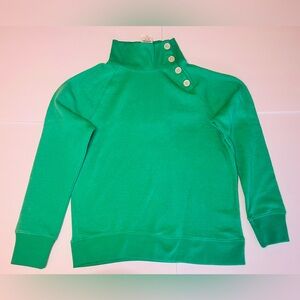 J Crew Factory Green  Sweatshirt Mock Turtleneck W/ Buttons Women's Size S NWT